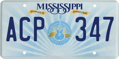 MS license plate ACP347