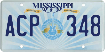 MS license plate ACP348