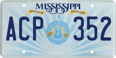MS license plate ACP352
