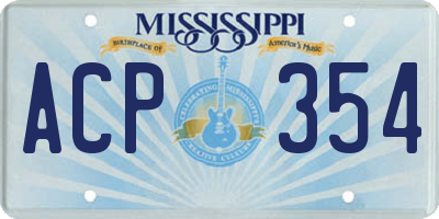 MS license plate ACP354