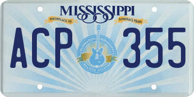 MS license plate ACP355