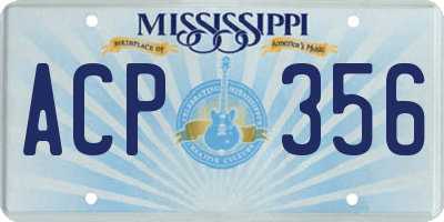 MS license plate ACP356