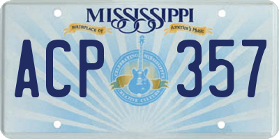 MS license plate ACP357