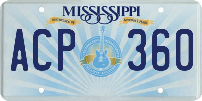 MS license plate ACP360