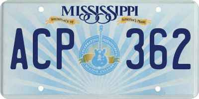 MS license plate ACP362