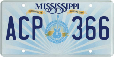 MS license plate ACP366