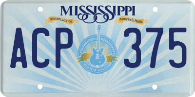 MS license plate ACP375