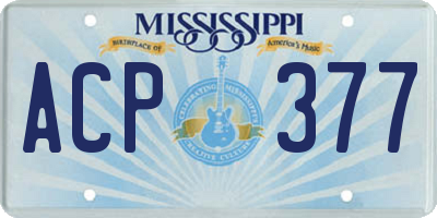 MS license plate ACP377
