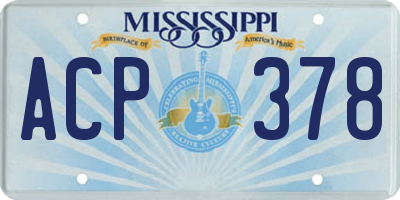 MS license plate ACP378