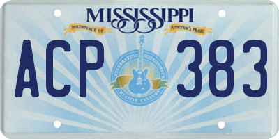 MS license plate ACP383