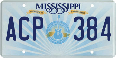 MS license plate ACP384