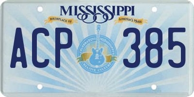 MS license plate ACP385