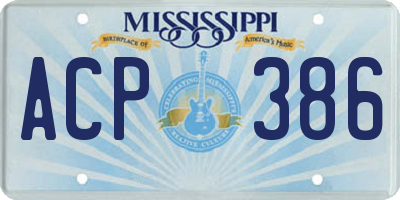 MS license plate ACP386