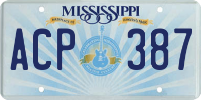 MS license plate ACP387