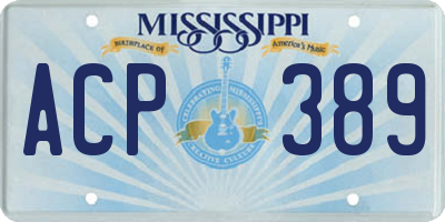 MS license plate ACP389