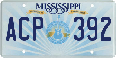 MS license plate ACP392