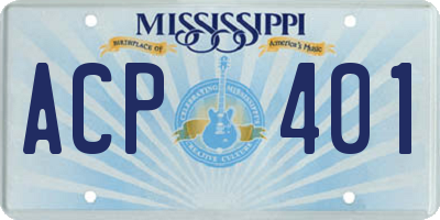 MS license plate ACP401