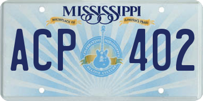 MS license plate ACP402
