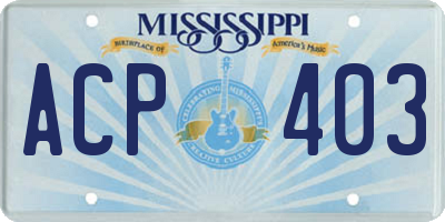 MS license plate ACP403