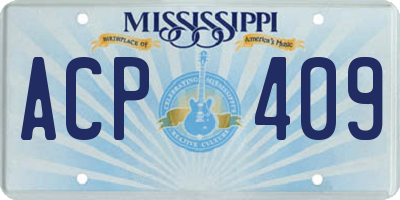 MS license plate ACP409