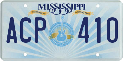 MS license plate ACP410