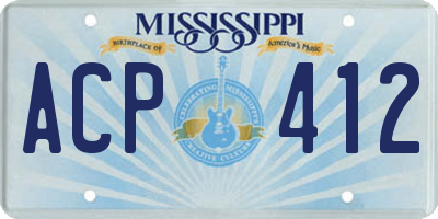 MS license plate ACP412