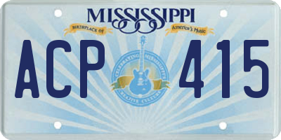 MS license plate ACP415