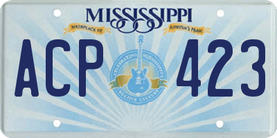 MS license plate ACP423