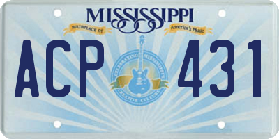 MS license plate ACP431
