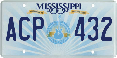 MS license plate ACP432