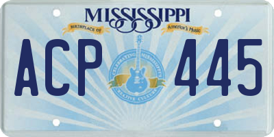 MS license plate ACP445