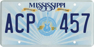 MS license plate ACP457