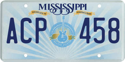MS license plate ACP458