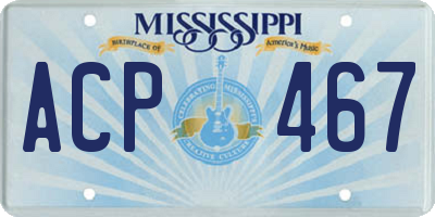 MS license plate ACP467