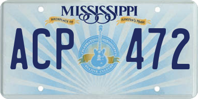 MS license plate ACP472
