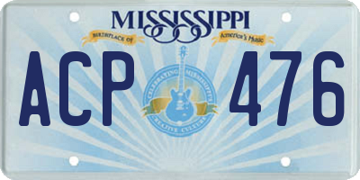 MS license plate ACP476