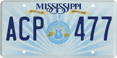 MS license plate ACP477
