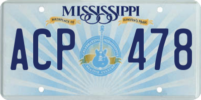 MS license plate ACP478