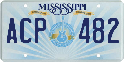 MS license plate ACP482