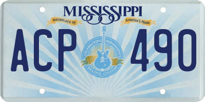 MS license plate ACP490