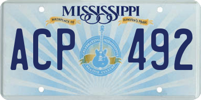 MS license plate ACP492
