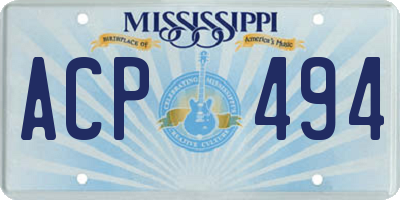 MS license plate ACP494