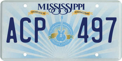 MS license plate ACP497