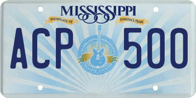 MS license plate ACP500