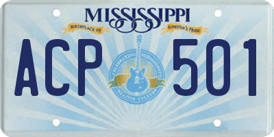 MS license plate ACP501