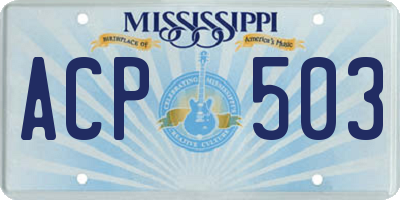 MS license plate ACP503