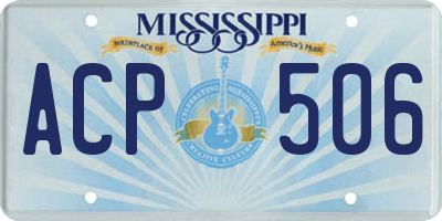 MS license plate ACP506