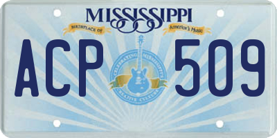 MS license plate ACP509