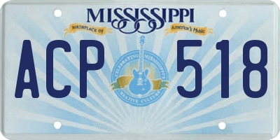 MS license plate ACP518
