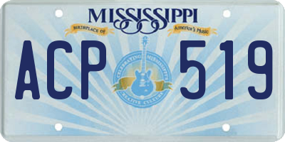 MS license plate ACP519
